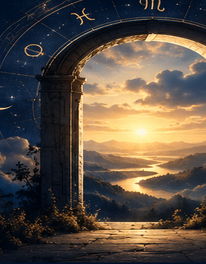 Porte céleste vers un paysage astral